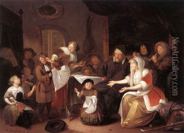 St Nicholas Eve 1685 Oil Painting - Richard Brakenburg
