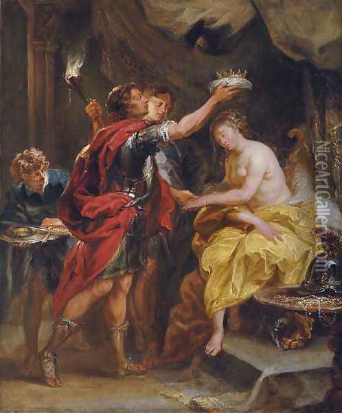 Alexander crowning Roxana Oil Painting - Jan van Boeckhorst