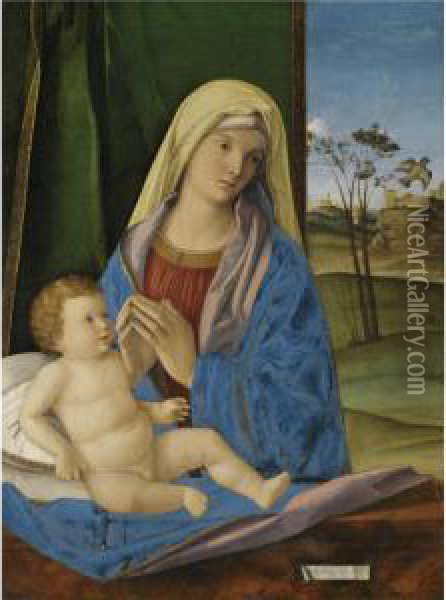 The Madonna And Child With A Goldfinch Oil Painting - Giovanni Bellini