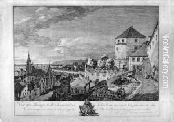 Les Remparts De Sonnenstein, Pres De Pirna Oil Painting - Bernardo Bellotto