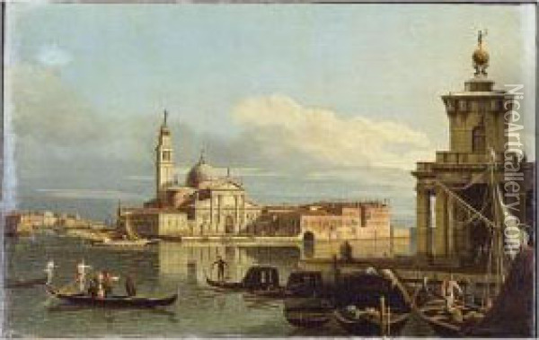 A View In Venice From The Punta Della Dogana Towards San Giorgio Maggiore Oil Painting - Bernardo Bellotto