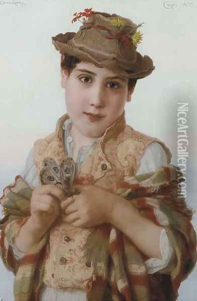 The butterfly boy Oil Painting - Adriano Bonifazi