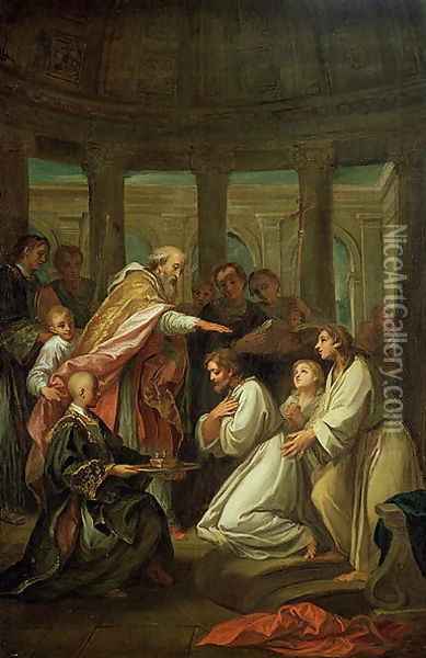 Baptism of St. Augustine, 1702 Oil Painting - Louis de, the Younger Boulogne