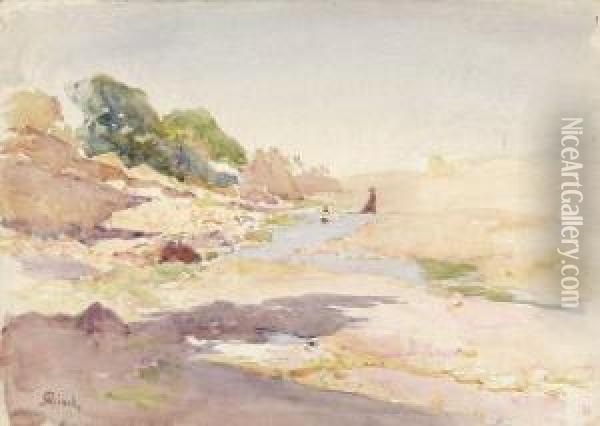 Paysage A La Riviere Oil Painting - Alphonse Birck