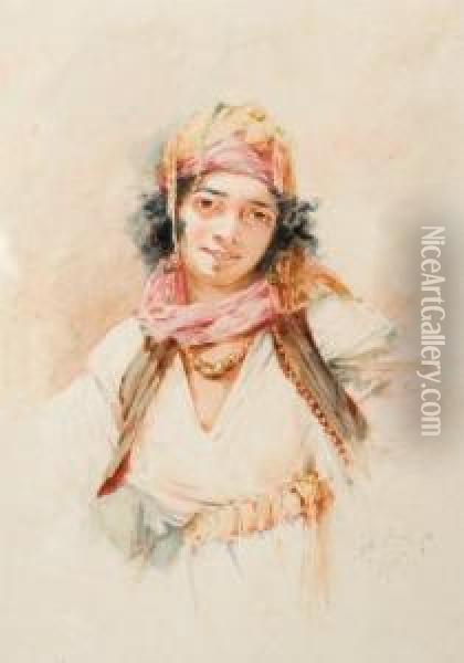 Portrait D'une Algeroise Oil Painting - Alphonse Birck