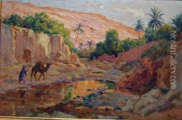 Bord De L'eau A Bou Saada Oil Painting - Alphonse Birck