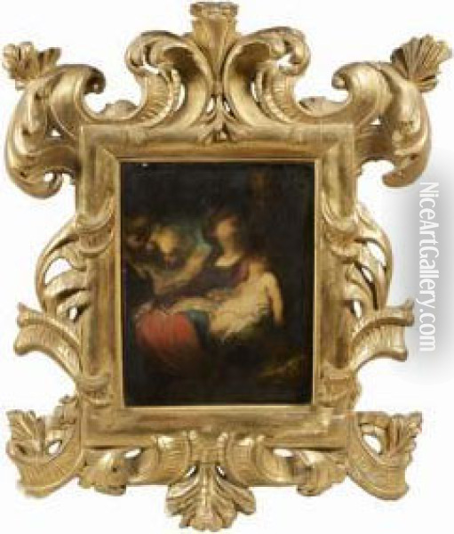 La Sainte Famille Servie Par Les Anges Oil Painting - Bartolomeo Biscaino