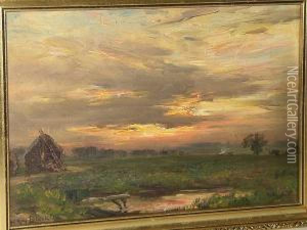 Sunset From Whitburn Beach Oil Painting - William Kay Blacklock