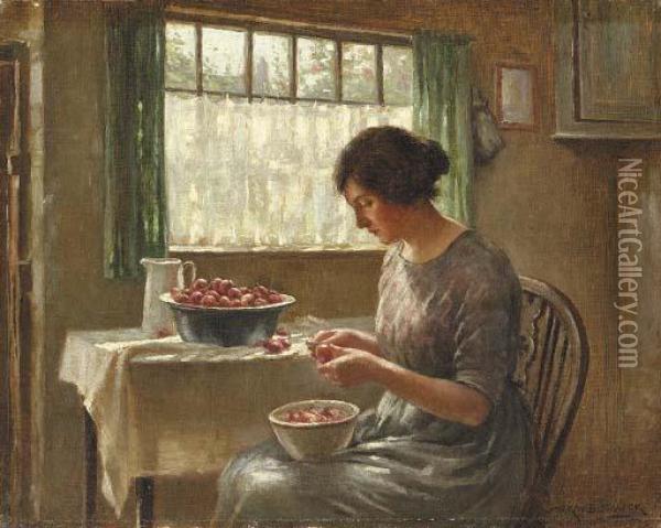Cleaning Fruit Oil Painting - William Kay Blacklock