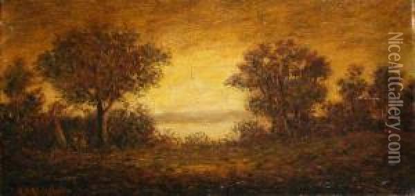 Sunset - Indian Encampment Oil Painting - Ralph Albert Blakelock