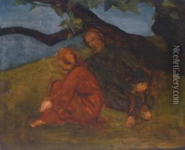 Petrarca Und Laura Oil Painting - Arnold Bocklin
