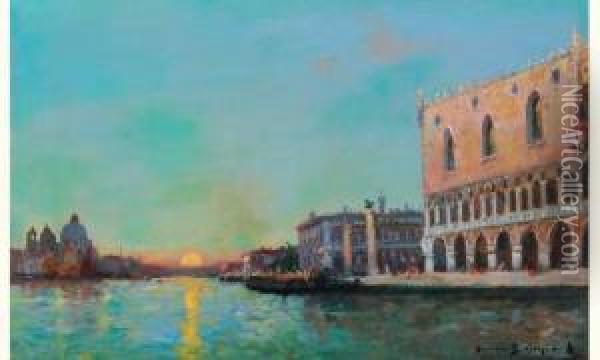  Canal A Venise Devant Le Palais Des Doges  Oil Painting - Maurice Bompard