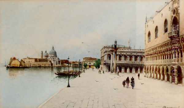 A Stroll In Front Of The Doge's Palace Oil Painting - H. Biondetti