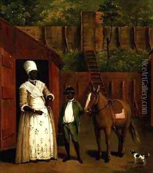A Negro Mother and Son with a Pony outside a Stable Oil Painting - Agostino Brunias