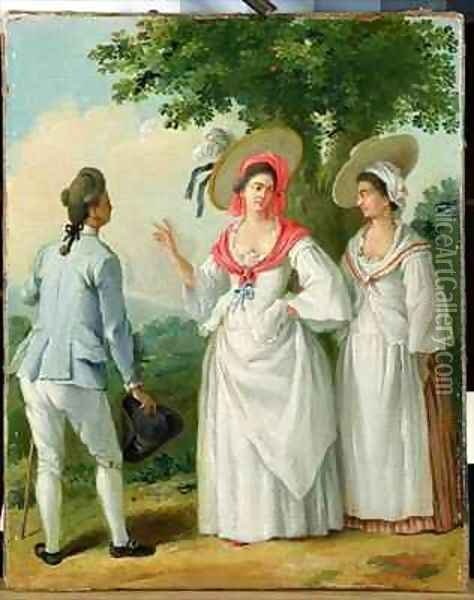 Free West Indian Creoles in Elegant Dress Oil Painting - Agostino Brunias