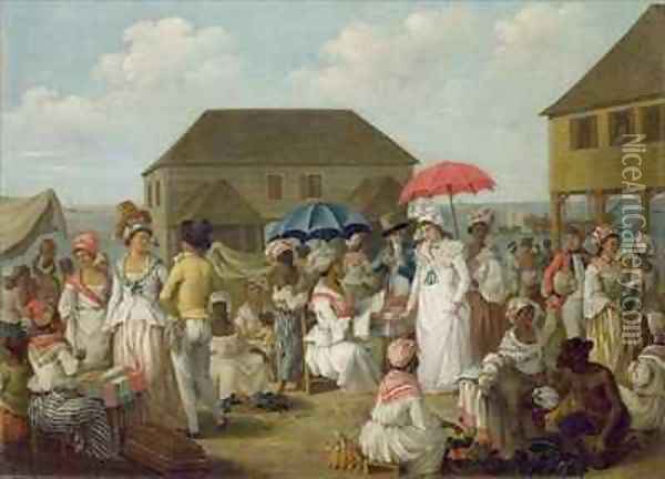 Linen Market, Dominica Oil Painting - Agostino Brunias