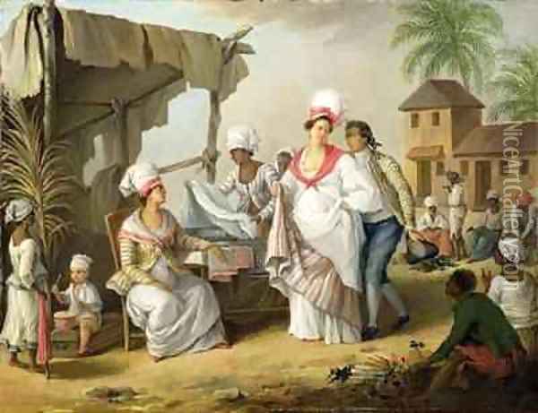 Linen Market, Roseau, Dominica Oil Painting - Agostino Brunias