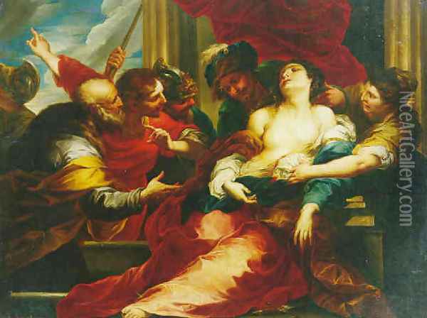 The death of Lucretia Oil Painting - Bartolomeo Biscaino
