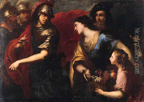The Offering of Abigail Oil Painting - Bartolomeo Biscaino