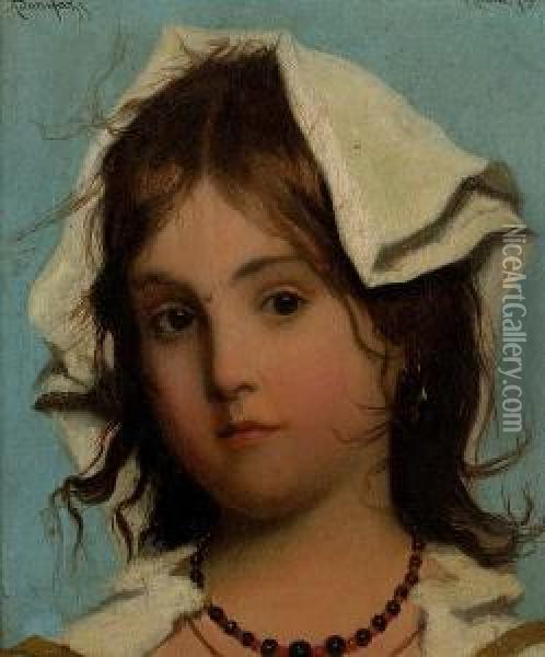 A Young Boy; A Young Girl Oil Painting - Adriano Bonifazi