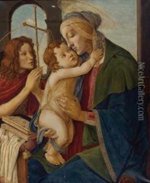 Hl. Madonna Mit Kind Und Johannes D.taufer Oil Painting - Sandro Botticelli
