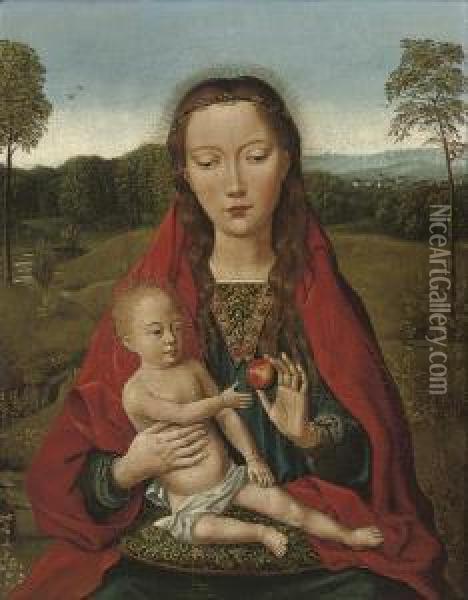 The Virgin And A Child In A Landscape Oil Painting - Dieric the Elder Bouts