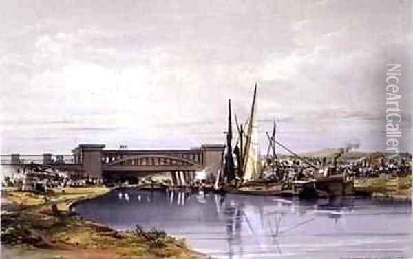Railway Bridge over the Regent's Canal Oil Painting - John Cooke Bourne
