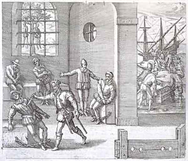 Spanish traitors in Panama executed while gold stolen from the Incas is loaded onto ships bound for Spain Oil Painting - Theodore de Bry