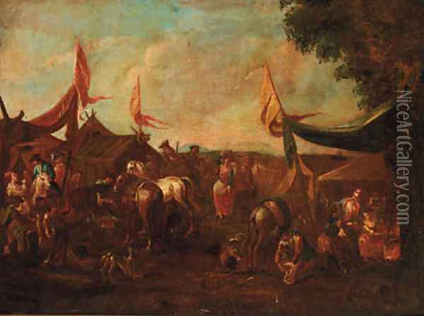 A cavalry encampment Oil Painting - Pieter van Bloemen
