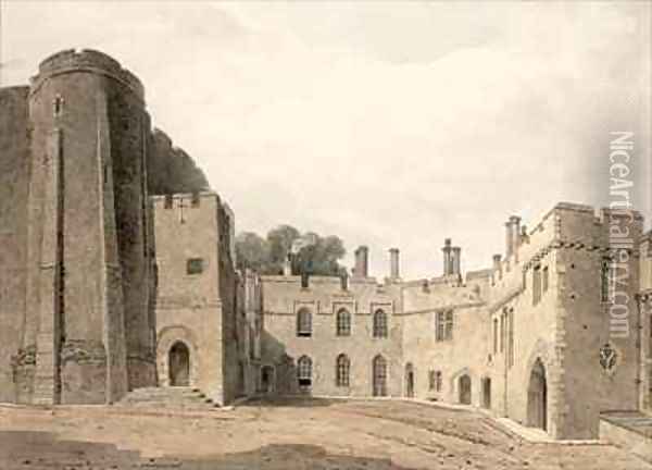 The Inner Court of Berkeley Castle, Gloucestershire, looking North-East Oil Painting - John Chessell Buckler
