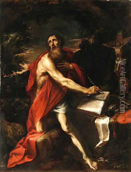 Saint Jerome in the Wilderness Oil Painting - Luciano Borzone