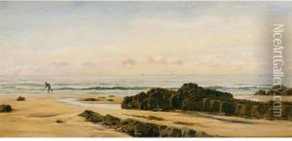 Bude On The Cornish Coast Oil Painting - John Edward Brett