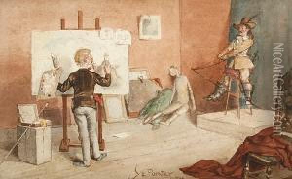 Ye Painter Oil Painting - Charles Edmund Brock