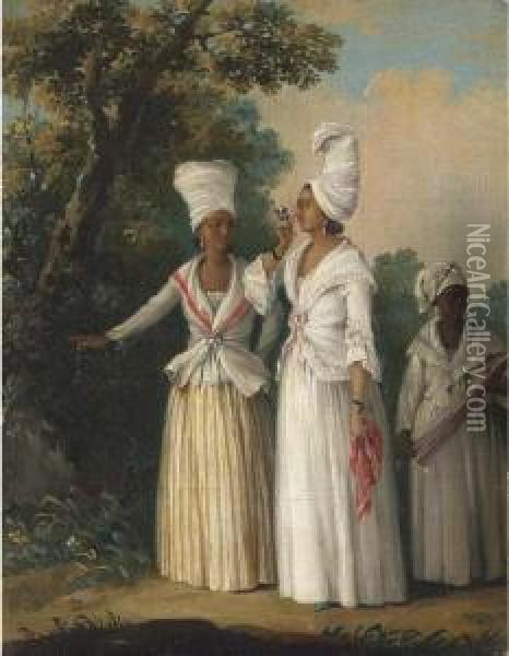 Flower Girls Of Dominica Oil Painting - Agostino Brunias