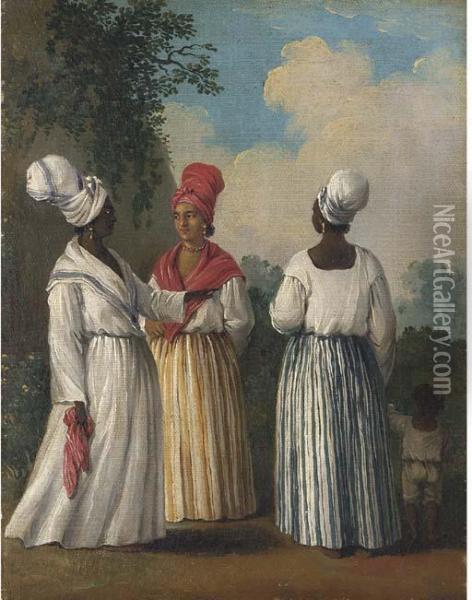 Free Women Of Dominica With A Child Oil Painting - Agostino Brunias