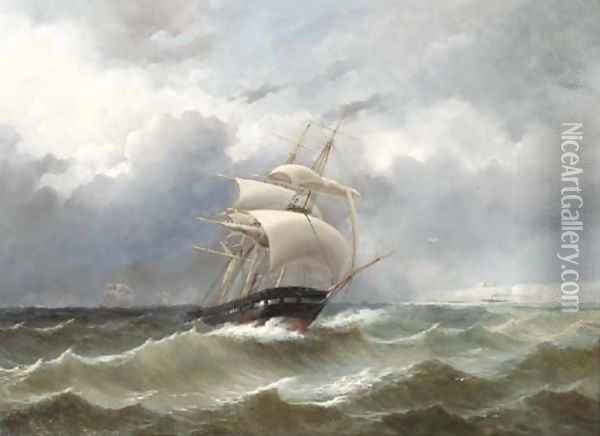 The return of the squadron of Prince Hendrik of the Netherlands by the English coast in 1847 Oil Painting - Jacob Eduard Van Heemskerck Van Beest