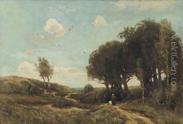 Crossing the heath Oil Painting - Theophile Emile Achille De Bock