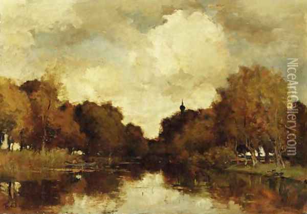 A wooded river landscape Oil Painting - Theophile Emile Achille De Bock
