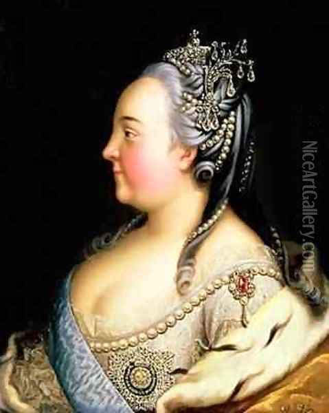 Portrait of Elizabeth Petrovna (1709-62) Empress of Russia Oil Painting - Heinrich Buchholz