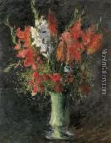 Vase De Glaieuls Oil Painting - Gustave Caillebotte