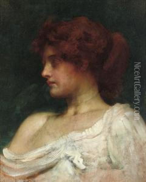 Study Of A Redheaded Woman Oil Painting - Philip Hermogenes Calderon
