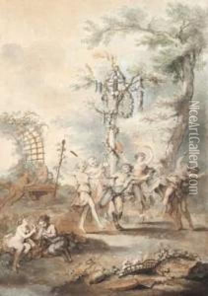 Bacchanale. Oil Painting - Jacques Philippe Caresme