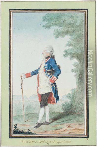 Portrait Of The Baron De Bombelles Oil Painting - Louis Carrogis Carmontelle