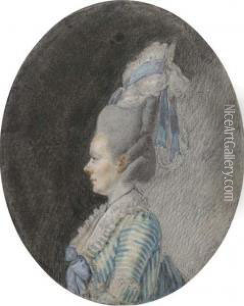 Portrait De Femme Oil Painting - Louis Carrogis Carmontelle