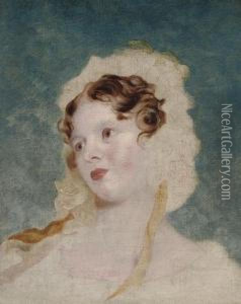 Portrait Of A Lady Wearing A Bonnet Oil Painting - Margaret Sarah Carpenter