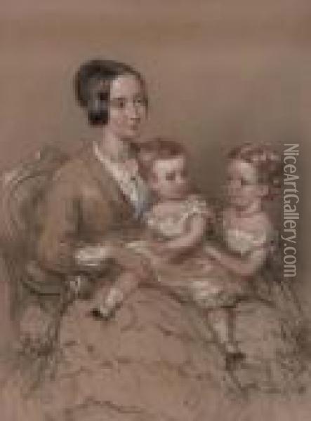 A Mother With Her Children Oil Painting - Margaret Sarah Carpenter