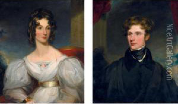 Portrait Of Mr Bird, And His Wife Oil Painting - Margaret Sarah Carpenter