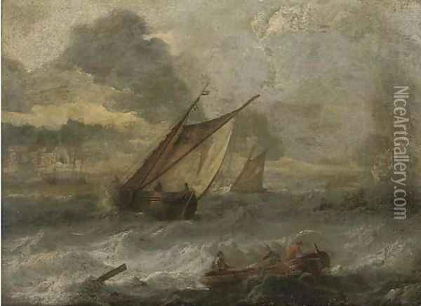 Shipping in a stiff breeze Oil Painting - Ludolf Backhuyzen