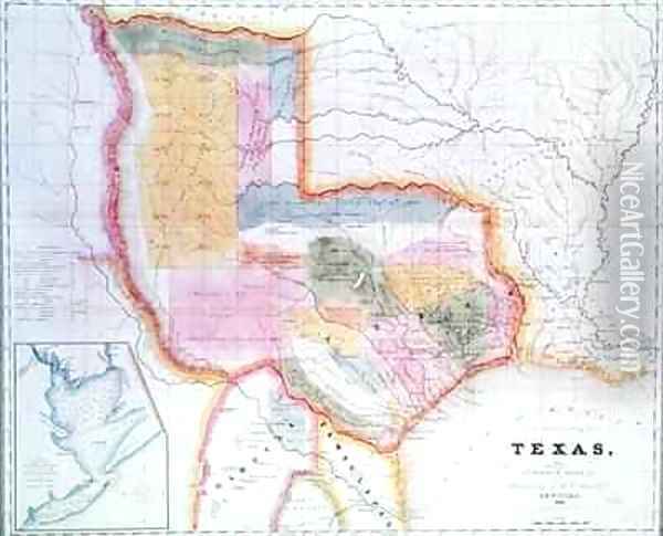 Map of the state of Texas Oil Painting - David Burr