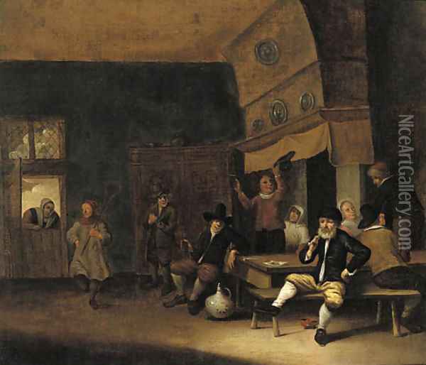 Peasants merry-making in a barn Oil Painting - Pieter de Bloot